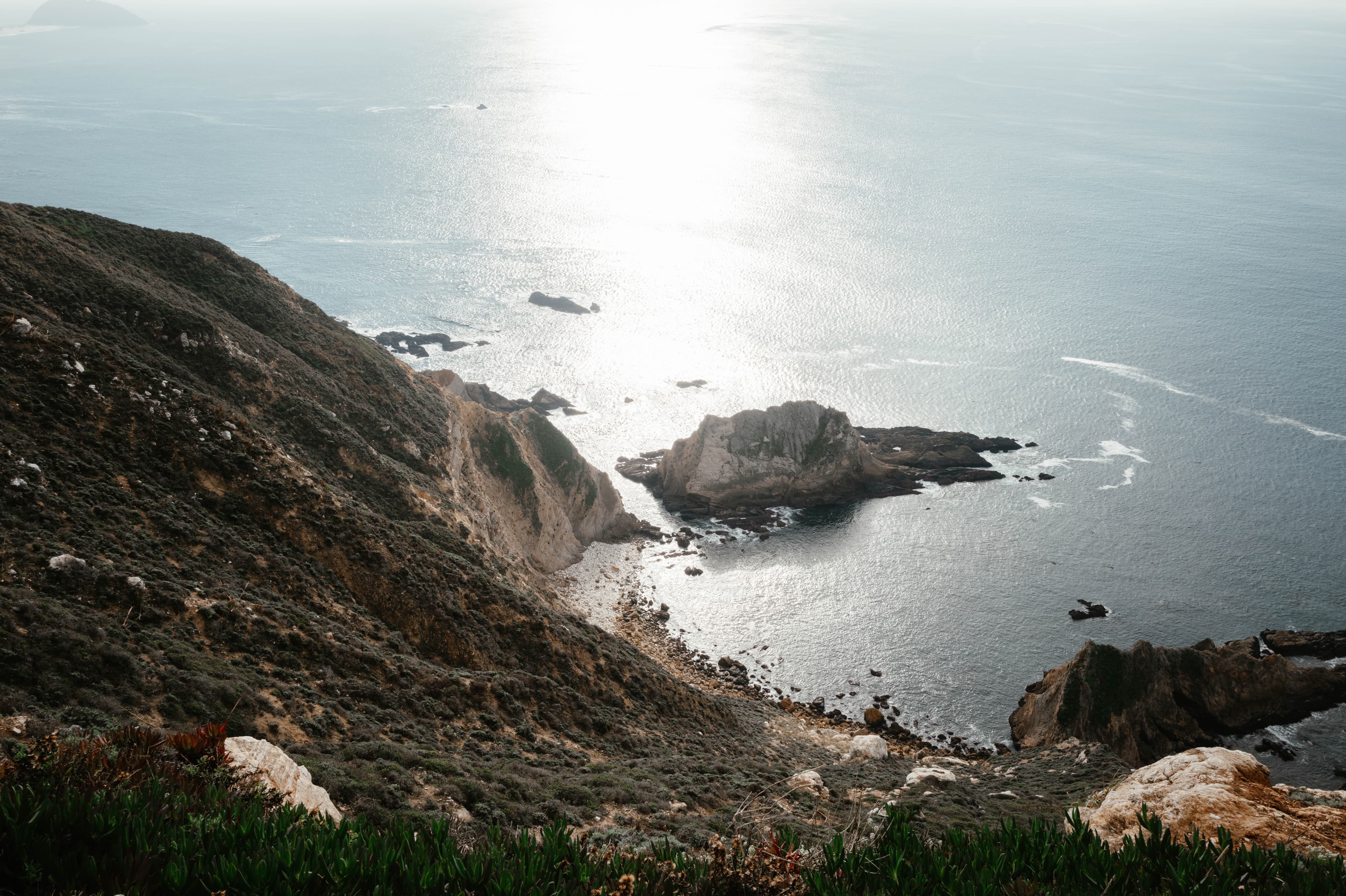 Downward slope along road